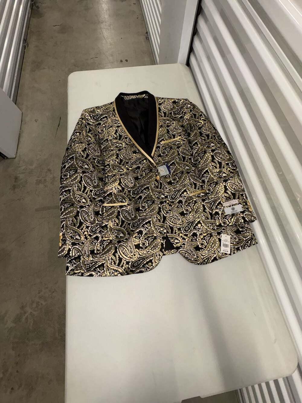 Kilburne-Finch Formal Wear Gold and Black Paisley Patterned Tuxedo Blazer
